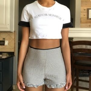 DO+BE Striped Ruffle Shorts